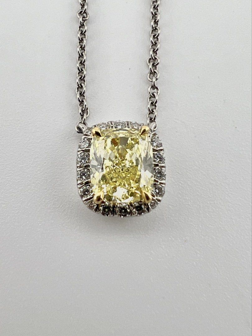 Internally Flawless Tiffany Diamond (Category: Necklaces) located in Manila. Submitted by mnlwatchsociety (Listing ID 1436991937, Image 3). Description: Tiffany Soleste® | Fancy Yellow Diamond Pendant — Platinum & 18K Gold The rarest light, captured in the purest stone. This is not simply a necklace. It is one of nature’s most extraordinary gifts, set by the world’s most iconic jeweler. At its heart sits a 0.82-carat Fancy Yellow cushion-cut diam