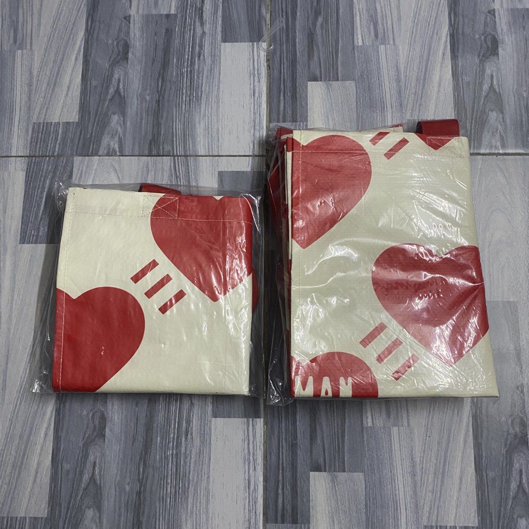 [Large] HUMAN MADE Reusable Bag (Category: Belt bags, Clutches and Pouches) located in Alor Setar. Submitted by stripes.swoosh (Listing ID 1436966887, Image 2). Description: Size Large Only Brand New Color Red + Ivory Measurement ~20in x 19.5in x 9in .