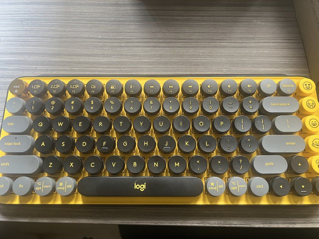 Logitech Round Button Keyboard Logitech POP Keys Wireless Mechanical Keyboard - Yellow, Computers ...