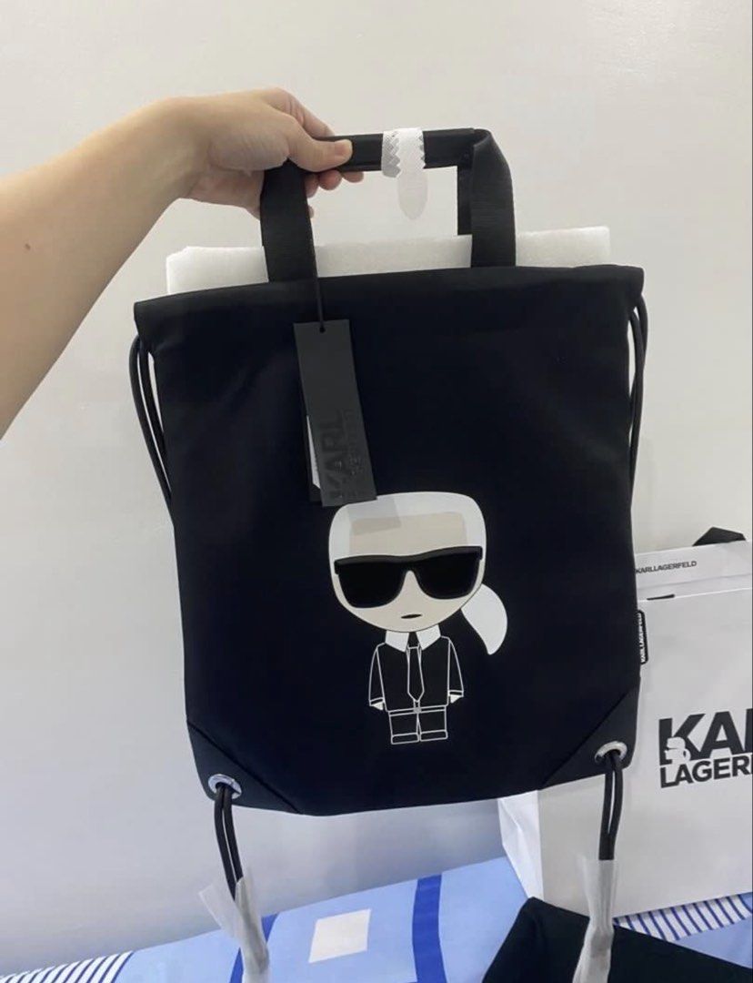 Luxury Karl Lagerfeld black string bag (Category: Luxury Bags & Wallets) located in Quezon City. Submitted by rjl.apparel (Listing ID 1436947713, Image 3). Description: -💯 original -has dust bag -has paper bag.