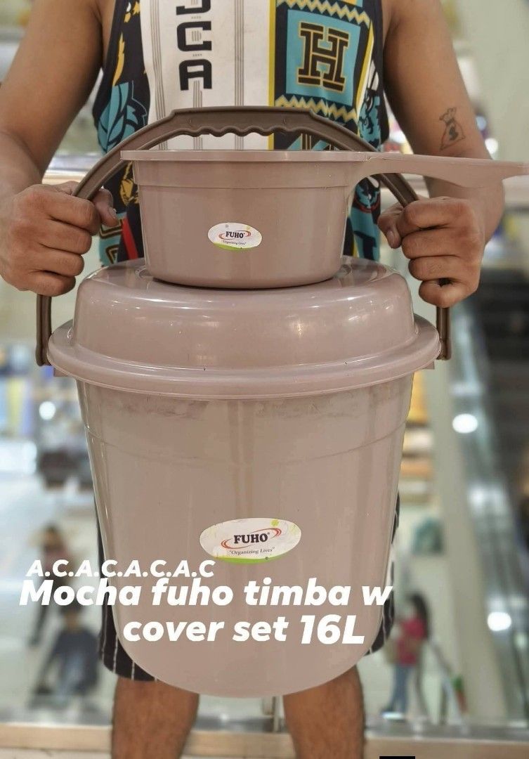 Mocha fuho timba w cover set (Category: Bathroom & Kitchen Fixtures) located in Manila. Submitted by yzcartph (Listing ID 1436901748, Image 2). Description: Mocha fuho timba w cover set 16 Liter 280 24liters 360.