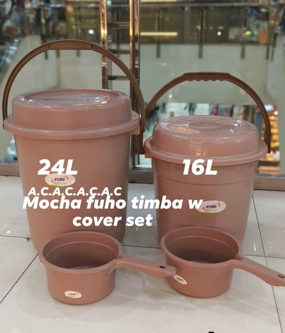 Mocha fuho timba w cover set (Category: Bathroom & Kitchen Fixtures) located in Manila. Submitted by yzcartph (Listing ID 1436901748, Image 1). Description: Mocha fuho timba w cover set 16 Liter 280 24liters 360.