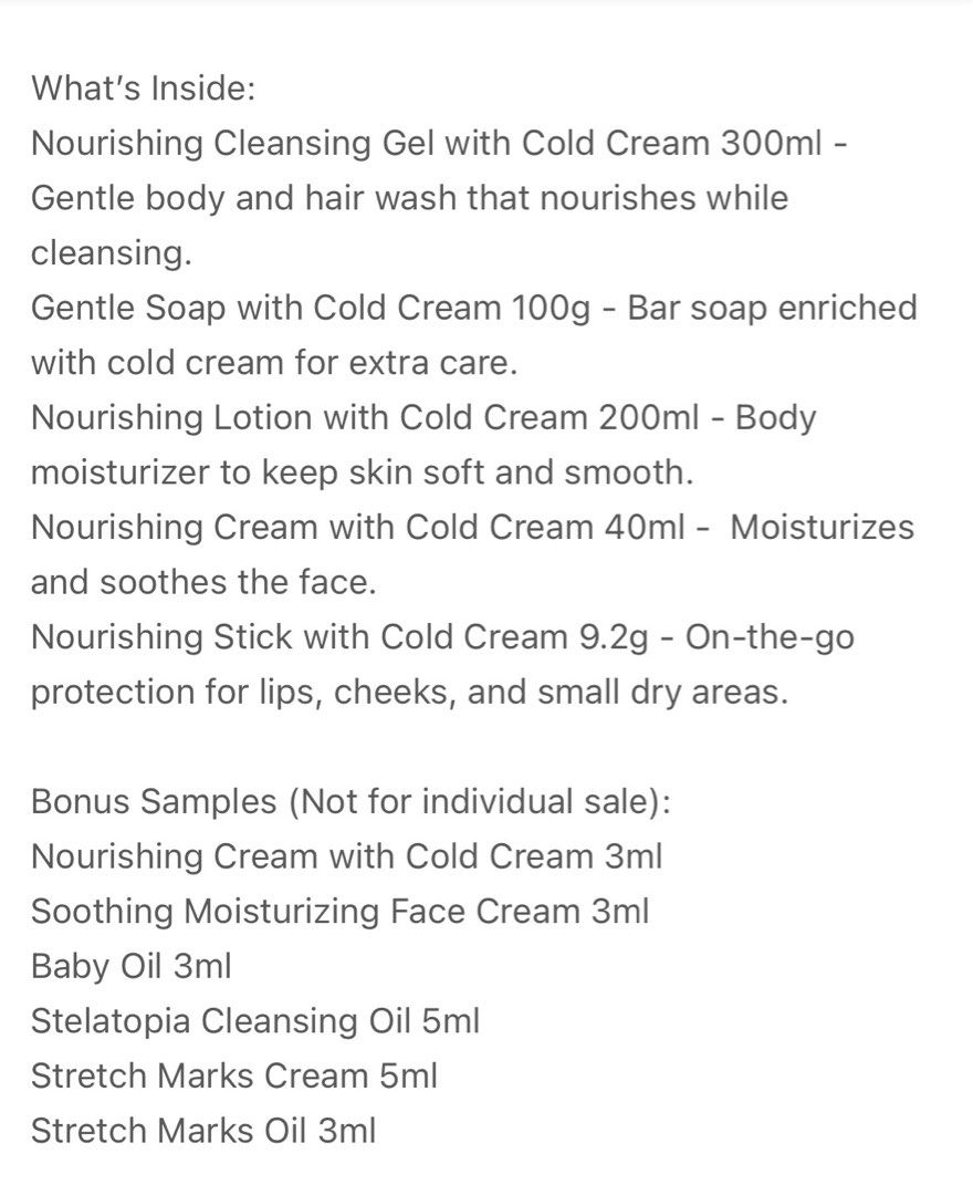 Mustela Dry Skin Set (Category: Baby Toiletries & Grooming) located in Batangas. Submitted by ishield21 (Listing ID 1436984606, Image 2). Description: reason for selling : hndi hiyang si baby 1-2 pumps lang po nagamit sa body wash and lotion the rest are sealed and brand new this whole set includes: - Nourishing Cleansing Gel with Cold Cream (300ml) - Gentle Soap with Cold Cream (100g) - Nourishing Lotion with Cold Cream (200ml) - Nourishing Crea
