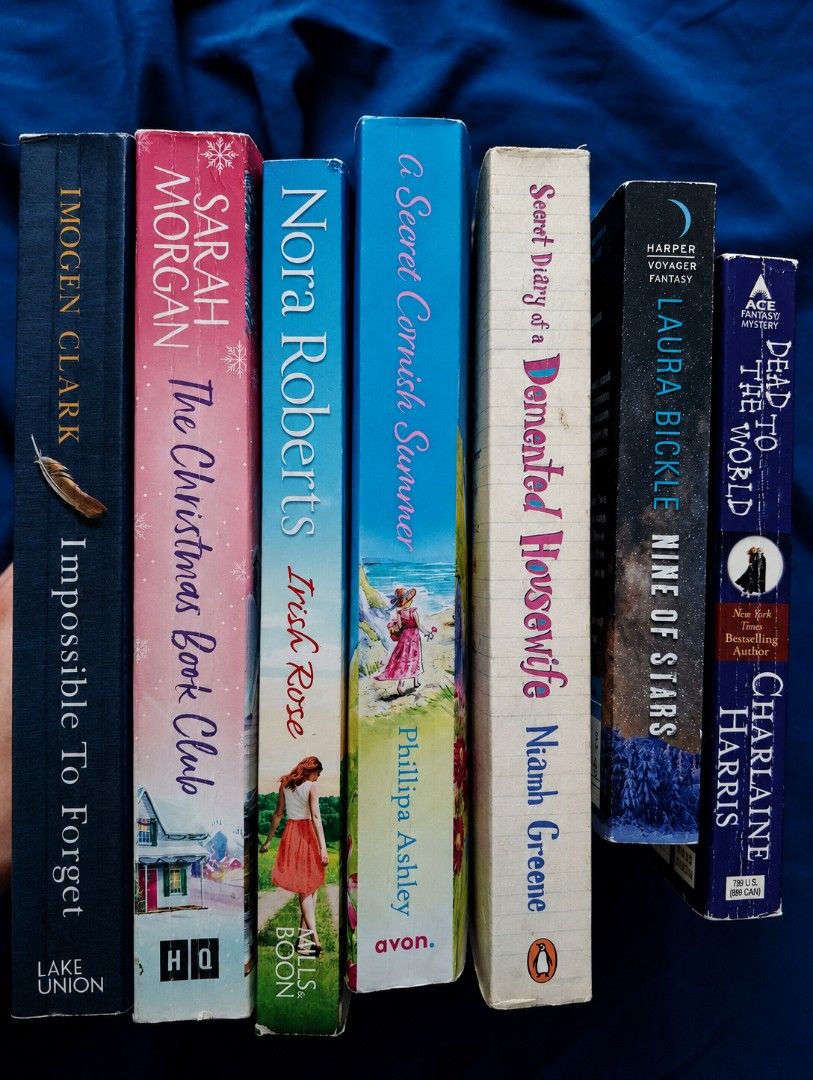 Paperback Book Collection for Sale (Category: Storybooks) located in Imus. Submitted by aestcurates (Listing ID 1436838217, Image 1). Description: Paperback Book Collection for Sale: Dead to the World by Charlaine Harris (P49) Secret Diary of a Demented Housewife by Niamh Greene (P89) ‎Nine of Stars by Laura Bickle (P89) ‎A Secret Cornish Summer by Philippa Ashley (P129) ‎Irish Rose by Nora Roberts (P229) ‎The Christmas Book Club by Sarah Morgan 