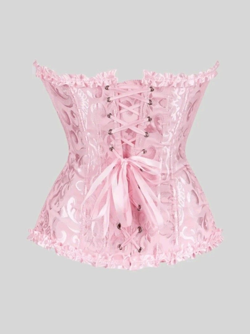Pink Floral Corset (Category: Others Tops) located in Manila. Submitted by mightybear-e67cd9 (Listing ID 1437007221, Image 2). Description: - Elegant pink corset - Floral pattern - Sweetheart neckline - Delicate ruffles - Ribbon tie closure - Lace-up back - Adjustable fit - Perfect for special occasions - Adds vintage charm.