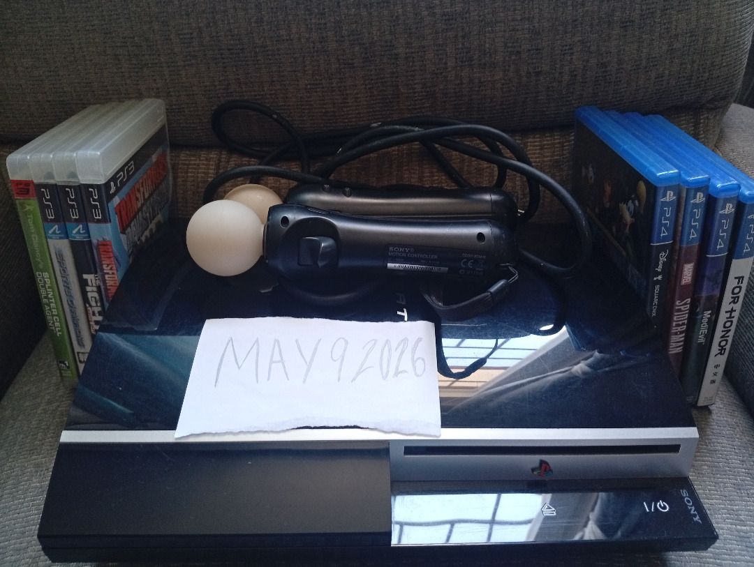 PS3 Fat (2-USB/YLOD) Parts + Move Controllers & 8 Games Bundle (Category: PlayStation) located in Santa Cruz. Submitted by mister101 (Listing ID 1435987675, Image 1). Description: Selling these authentic console and games, that are no longer being used and are just being left to dust. All items are original and the games are in decent, usable condition, but please read the notes on the console carefully. Prices are already fixed: PlayStation 3 Bu