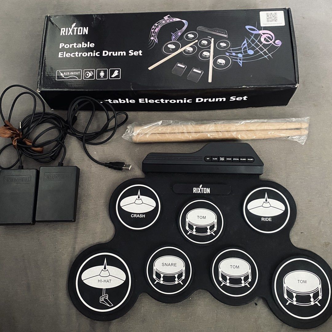 Rixton Portable Electronic Drum Set (Category: Musical Instruments) located in Los Banos. Submitted by mweiry (Listing ID 1436868352, Image 1). Description: Rixton Portable Electronic Drum Set Inclusions: - drumsticks - user manual - foot pedal - usb cable will send a video of it working thru ig/fb Dm me for questions. 𝗍𝖾𝗋𝗆𝗌 & 𝖽𝖾𝗅𝗂𝗏𝖾𝗋𝗒: 𝙋𝙖𝙮𝙢𝙚𝙣𝙩 𝙛𝙞𝙧𝙨𝙩 𝙗𝙖𝙨𝙞𝙨 𝙤𝙣𝙡𝙮 📍 Mode of payment: GCash 🚚 Delivery options:Meet u