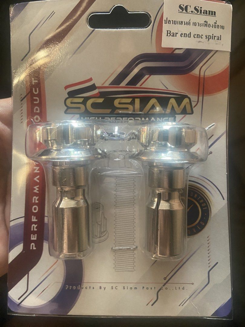 SC Siam Bar End Big Gear CNC (Category: Other Motorcycles Parts and Accessories) located in Quezon City. Submitted by harjeee (Listing ID 1436925772, Image 1). Description: SC Siam bar end Big Gear CNC cut Stainless steel Dagdag porma at angas sa motor/scooter Loc: Talipapa, QC.