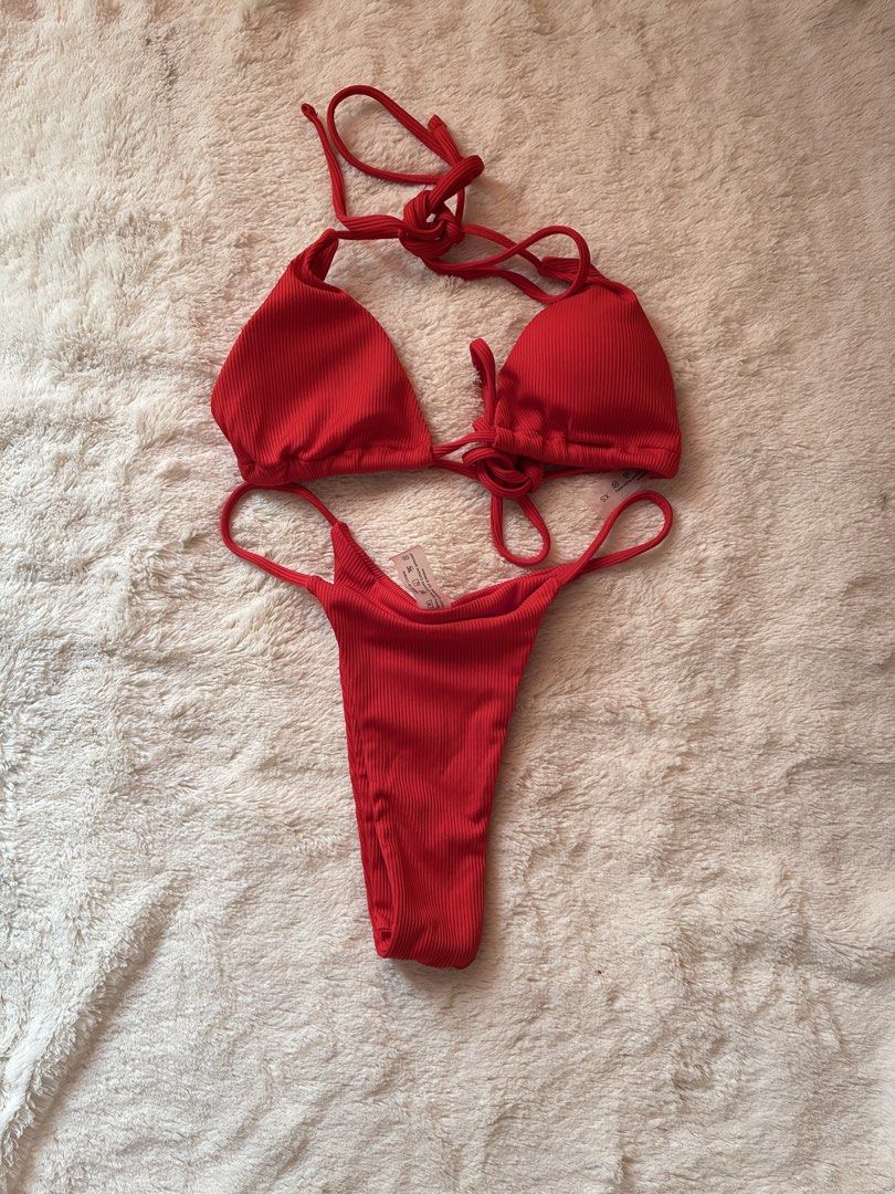 SHEIN Bikini Red Basic (Category: Bikinis & Swimsuits) located in Quezon City. Submitted by jenlo_declutter (Listing ID 1436901421, Image 1). Description: SHEIN Bikini Red Basic Size: XS Other details Looks better in personal Perfect fit Top is adjustable (Tied bikini) Perfect for summer wear Once used only for beach trip No damage (I only removed the bottom’s hygiene sticker after using it) Removed the tag after laundry Can provide shein bag Sen