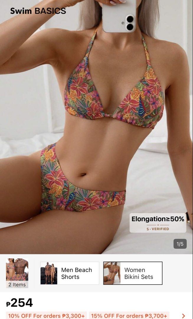 SHEIN Bikini Tropical Floral Print Multicolor (Category: Bikinis & Swimsuits) located in Quezon City. Submitted by jenlo_declutter (Listing ID 1436901177, Image 3). Description: SHEIN Bikini Tropical Print Multicolor Size: XS Other details Looks better in personal Perfect fit Top is adjustable (Tied bikini) Perfect for summer wear Once used only for beach trip No damage (I only removed the bottom’s hygiene sticker after using it) Removed the tag 