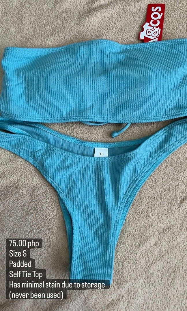 Swimsuit bikini sale pt 2 (Category: Bikinis & Swimsuits) located in Santa Rosa. Submitted by rastasells (Listing ID 1436839292, Image 1). Description: Decluttering Sale: Buy 2 pcs 75 php worth of bikini, get it for only 120! ❌️ 1st & 3rd photo SOLD 🌸 Most are unused pero matagal na nastock sa bahay since tira pa siya from old business. 🌸 Flaws will be mentioned but there might be some w/c I didn’t notice upon upload so PLEASE MANAGE YOUR EXPEC