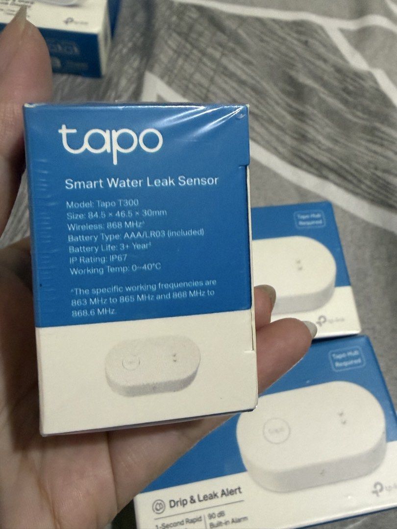 Tapo Smart Water Leak Sensor (T300) (Category: Electrical, Adaptors & Sockets) located in Manila. Submitted by loychaaaaa (Listing ID 1436973017, Image 3). Description: Brand New Tapo Smart Water Leak Sensor (T300) Still sealed RFS: Incorrect model bought.