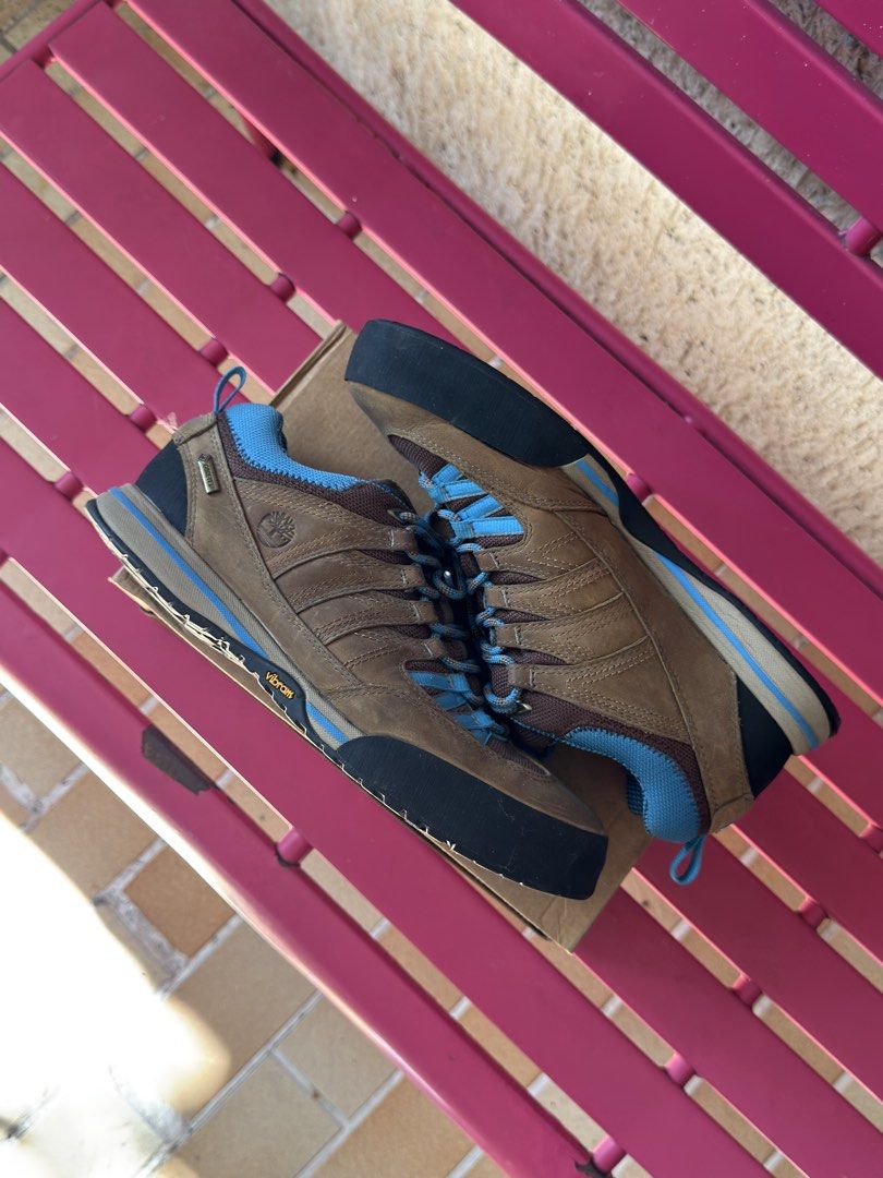 Timberland Hiking Boots | Vibram Sole (Category: Sneakers) located in Las Pinas. Submitted by bigboyshopper (Listing ID 1436895603, Image 1). Description: Timberland Goretex Low Hiking Shoes w/ Vibram sole size 10 US restitched, 8.5/10 1,000 Loc: Las Piñas RFS: decluttering.