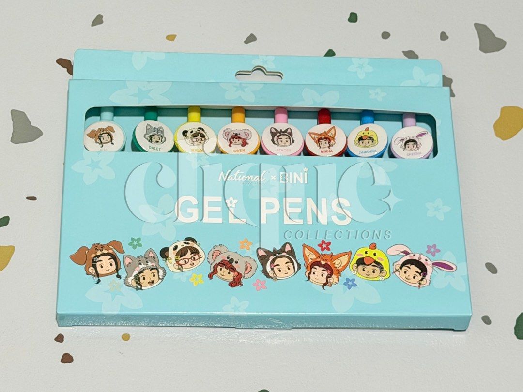 [TINGI] BINI NBS GEL PENS (Category: Stationery & School Supplies) located in Manila. Submitted by cliquecollections (Listing ID 1436900079, Image 1). Description: BINI NATIONAL BOOKSTORE GEL PENS • WITH FREEBIES • FREE SECURED PACKAGING FEE • 100% OFFICIAL AND IN GOOD CONDITION.