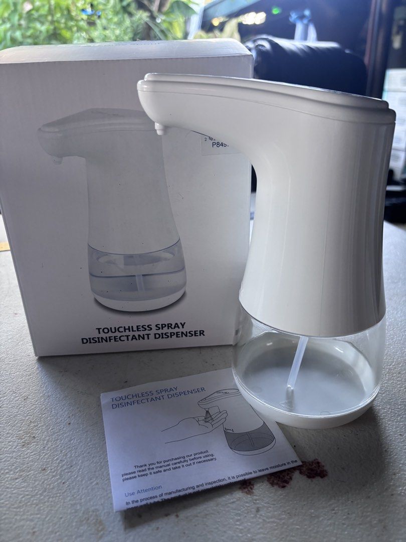 Touchless spray disinfectant dispenser (Category: Bathroom & Kitchen Fixtures) located in Paranaque City. Submitted by luxemomma (Listing ID 1436922814, Image 2). Description: Unused 360ml capacity Loc: paranaque MOP; Gcash/BPi.