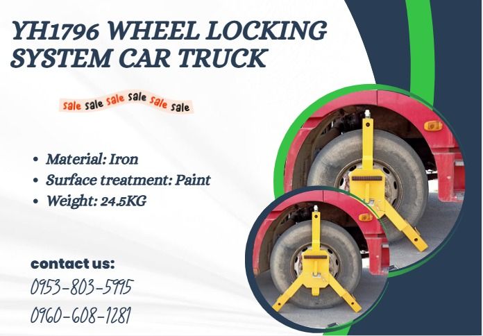yh1796 wheel locking system car truck (Category: Everything Else Others) located in Caloocan City. Submitted by acergollem65014 (Listing ID 1436886810, Image 1). Description: •Material: Iron •Surface treatment: Paint •Weight: 24.5KG .