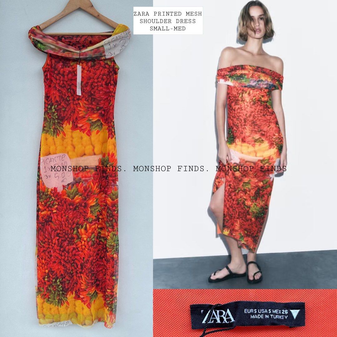 ZARA PRINTED MESH SHOULDER DRESS S-M (Category: Dresses) located in Iligan City. Submitted by monfinds (Listing ID 1436833306, Image 1). Description: Zara printed mesha shoulder dress fits small to medium very pretty! Location Mindanao Ship via Jnt.