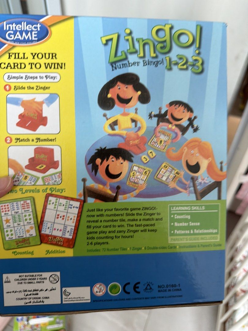 Zinger Game Zingo! Number Bingo! 1-2-3 Game, Hobbies & Toys, Toys & Games on Carousell