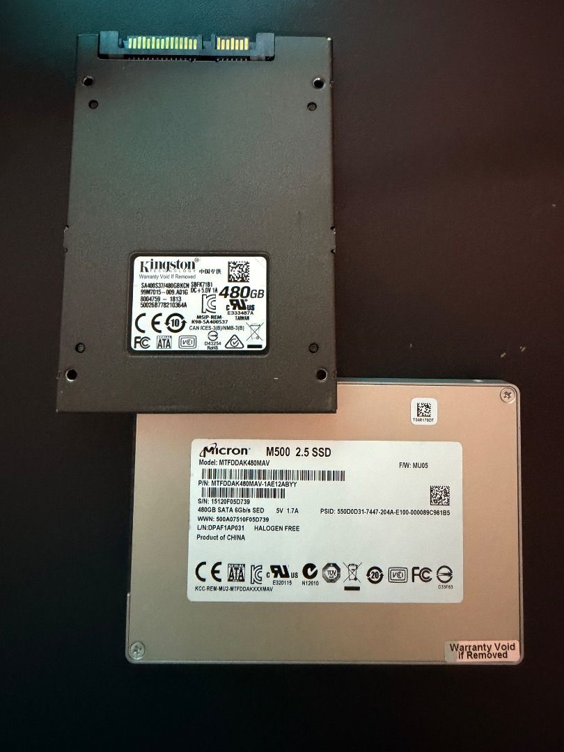2x 480gb sata 2.5” ssd