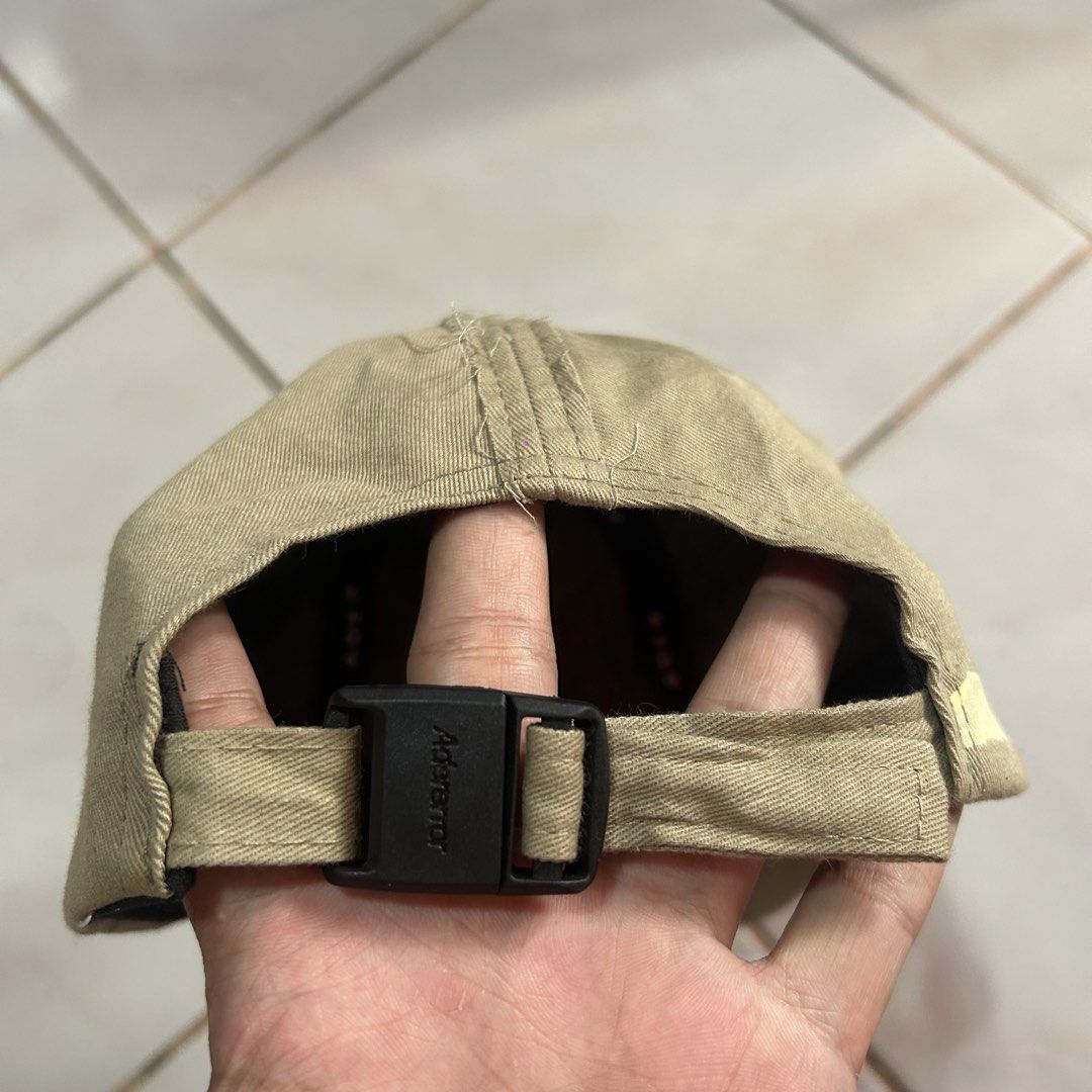 Ader Error Beige Cap 🔥 (Category: Caps & Hats) located in Jinoba-an. Submitted by eegiboy (Listing ID 1441207592, Image 3). Description: - Beige Ader Error cap - Adjustable strap with black buckle at the back - Signs of wear on stitching and fabric, particularly around the edges issue: stain ( see last pic) 600plussf Dm me if interested thankyou.