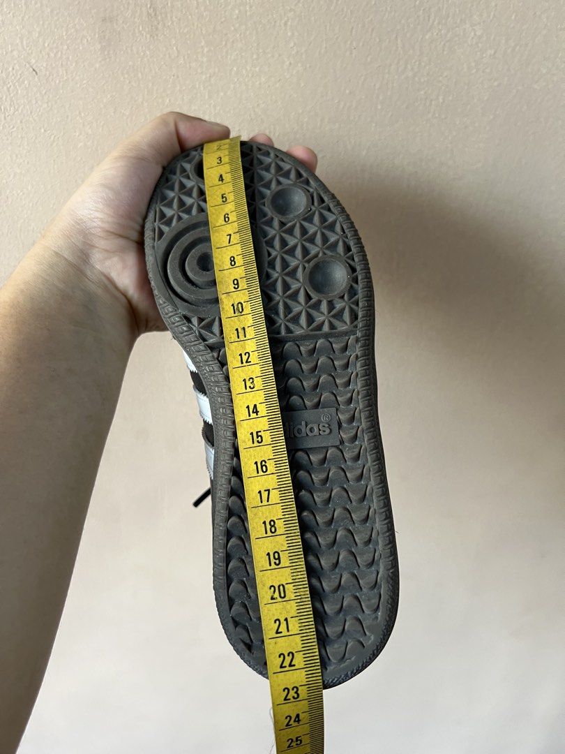 Adidas Samba Black - FOR KIDS (Category: Sneakers) located in Manila. Submitted by vehemence (Listing ID 1440873833, Image 3). Description: ORIGINAL FOR KIDS Burado na yung size info sa mismong shoe tongue kaya mineasure ng tap.