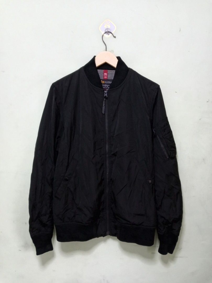 Alpha Industries MA-1 Bomber Jacket Black Size M (Category: Coats, Jackets and Outerwear) located in Manila. Submitted by onewikstraight (Listing ID 1441372756, Image 1). Description: - Classic black Alpha Industries bomber jacket - Size: Medium (M) 21W 27L - Features iconic Alpha Industries logo and detailing - Zipper closure with secure snap button pockets - Versatile for everyday wear - A wardrobe essential PM cavite location 1200+sf.
