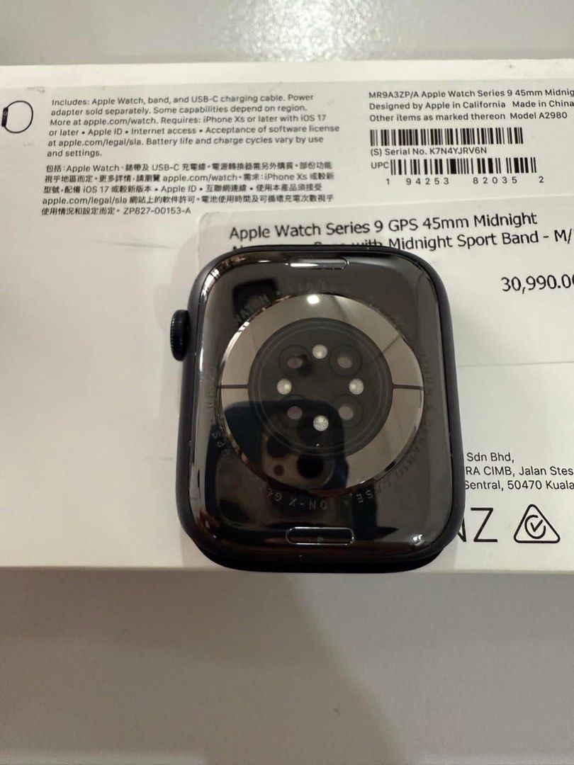 Apple Watch Series 9 ( GPS ) 45mm (Category: Men's Watches) located in Manila. Submitted by christianramirez160490 (Listing ID 1441164043, Image 3). Description: Apple Watch Series 9 ( GPS ) Midnight aluminum case 45mm 100 Battery health Complete Watch charger and midnight strap original No Isue .