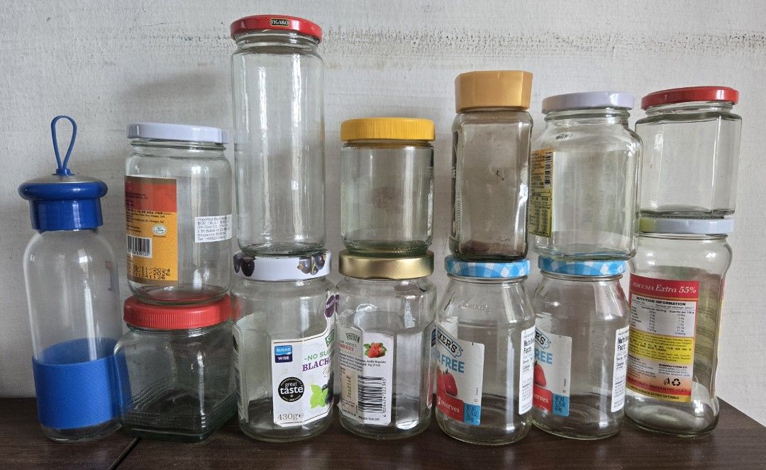 Assorted Glass Jars with Lids for Storage and Crafts470226985844756480