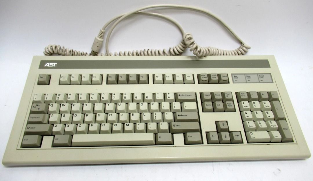 AST Vintage Keyboard (Category: Computer Keyboard) located in Manila. Submitted by maybonifacio (Listing ID 1441176206, Image 2). Description: - Classic beige AST keyboard - Retro coiled cable included - Ideal for retro computinaaag or vintage peripheral enthusiasts .