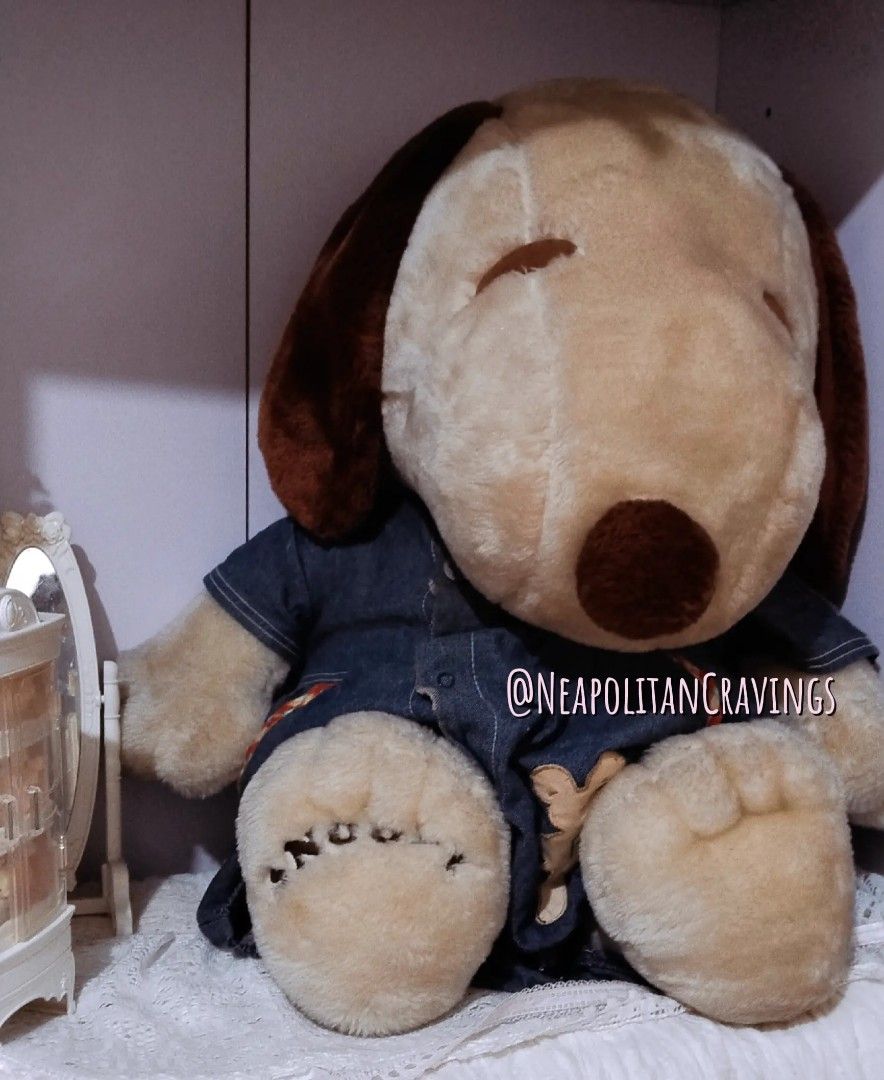 Big Retro Vintage Snoopy Plush Toy - P. Family Denim Outfit (Category: Toys & Games) located in Cavite. Submitted by neapolitan.cravings (Listing ID 1441187215, Image 1). Description: With Etiketa Big Plushie | Need Wash MOP: Gcash (NO C.O.D) MOD: TikTok CO || J&T EXPRESS.