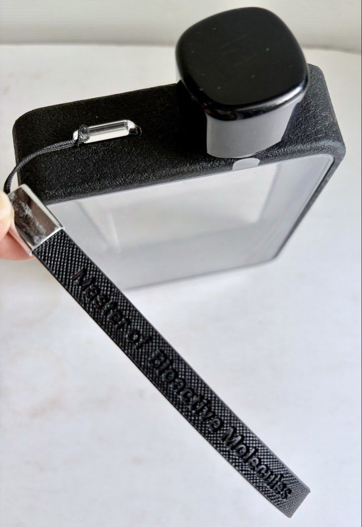 BN Classy Slim Compact Water Bottle 350ml Black Rectangular Rubberised Trimmings470107013608919043