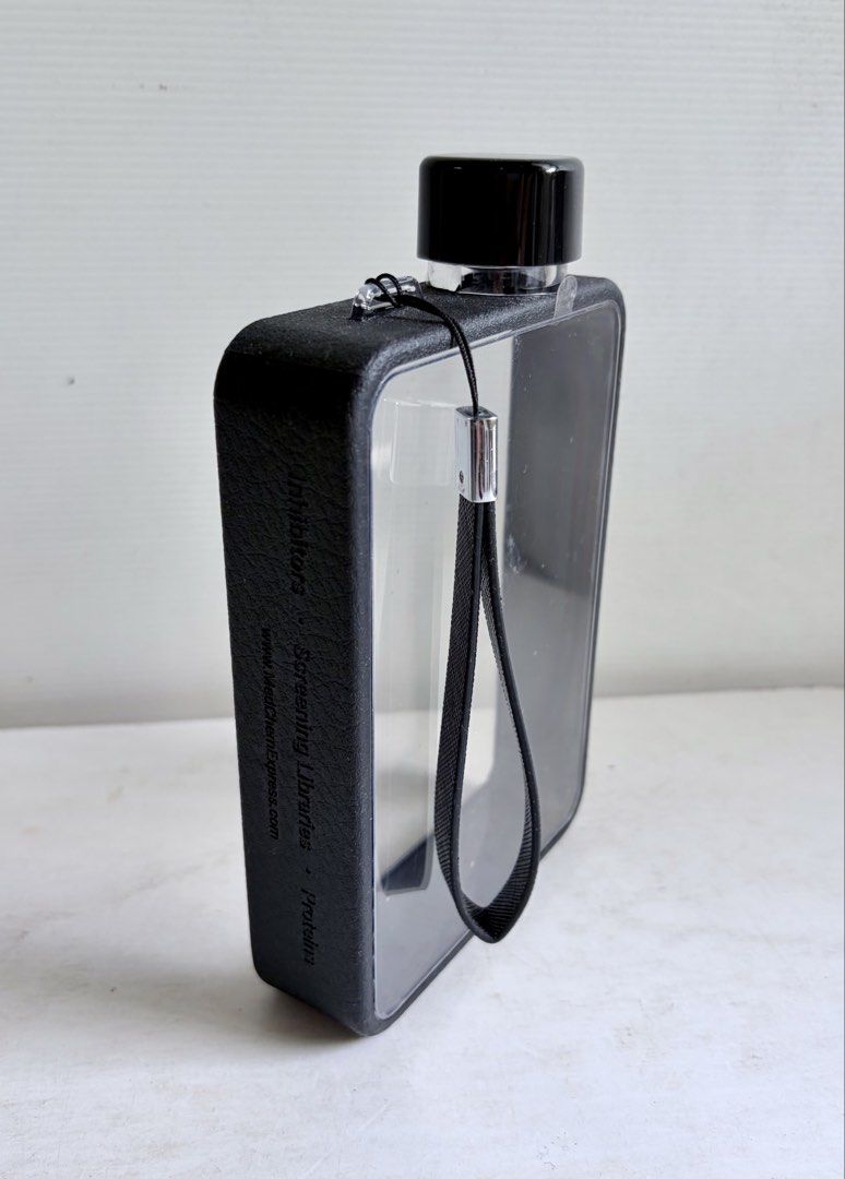 BN Classy Slim Compact Water Bottle 350ml Black Rectangular Rubberised Trimmings470107013608919041