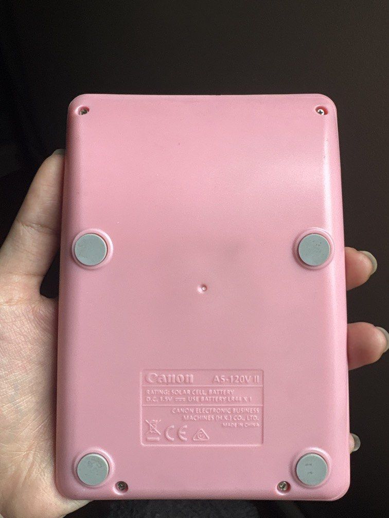Canon AS-120v II pink calculator (Category: Office & Business Technology) located in Pasig City. Submitted by prelovydovy (Listing ID 1441196940, Image 2). Description: no issues rfs: not using anymore.