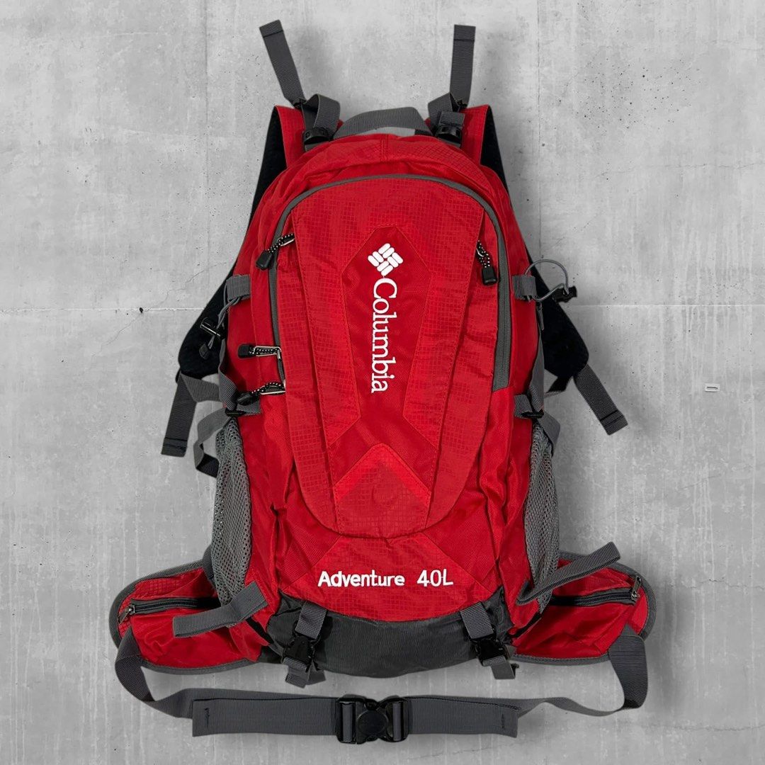 Columbia Adventure 40L Red Hiking Backpack (Category: Backpacks) located in Cavite. Submitted by moo2k (Listing ID 1441364401, Image 1). Description: - Columbia 40L Backpack - Ideal for hiking and adventures - Multiple pockets and gear straps - Mesh side pockets - Adjustable straps and waist belt for comfort - Ready for your next trip!.