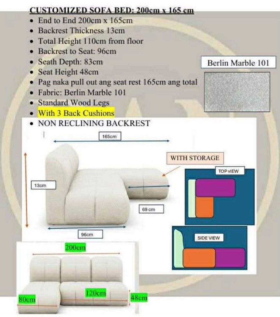 Custom made L-type sofa bed from PAN (Category: Sofas) located in Pasig City. Submitted by apdb_ (Listing ID 1441177729, Image 3). Description: - Custom made L-type sofa bed - L-shape design for space efficiency Still wrapped Bought for P 70,000 Can show receipt if needed RFS: Wrong size.