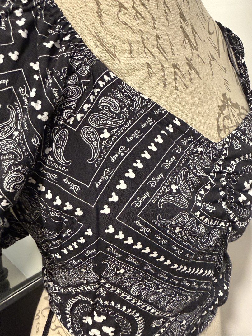 Disney Mickey mouse AOP puff sleeve smocked back (Category: Blouses) located in Malabon City. Submitted by splendidcloset (Listing ID 1441216842, Image 3). Description: #zara #stradivarius #bershka #mickeymouse #uniqlo.