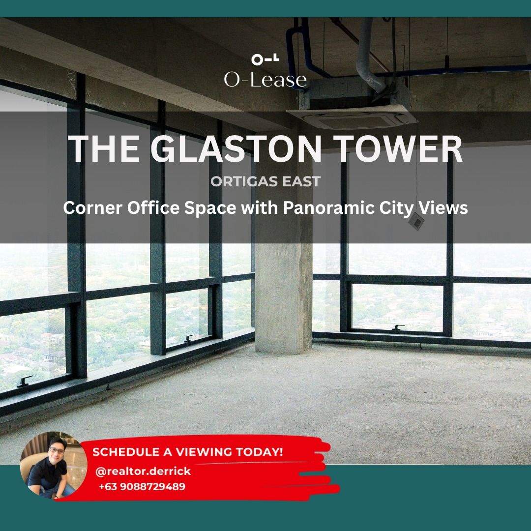 For Rent: The Glaston Tower Office Space (Category: Commercial) located in San Juan City. Submitted by realtor.derrick (Listing ID 1441245038, Image 1). Description: 🌆 Corner Office Space with Panoramic City Views | The Glaston Tower, Ortigas East Imagine building your business in a space where every meeting comes with a skyline view. Now available for lease at The Glaston Tower, one of Ortigas East’s premier Grade-A office developments, this co