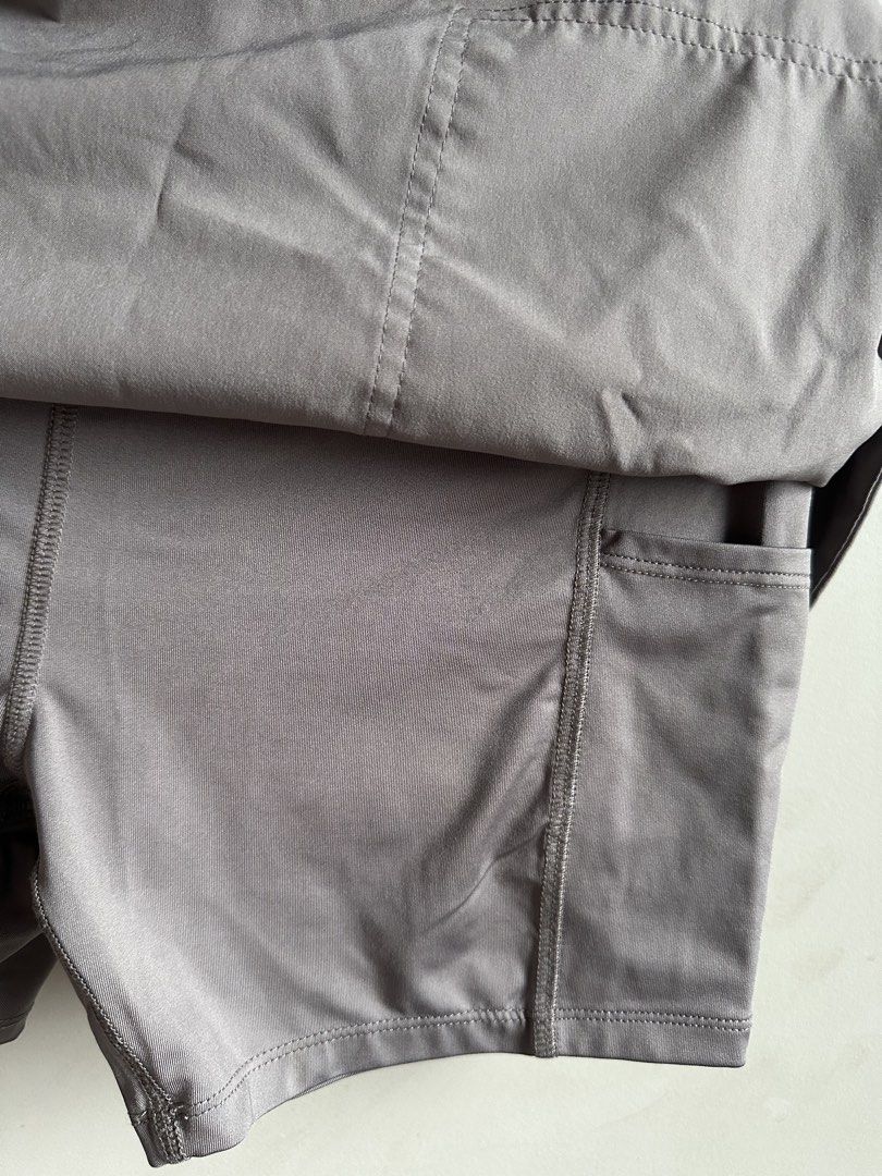 Grey Skirt with Pockets (Category: Skirts) located in Quezon City. Submitted by quality.declutters (Listing ID 1441266180, Image 3). Description: - Comfy grey skirt - Elastic waistband for a perfect fit - Convenient front pockets - Lightweight and breathable material - Best used for working out or sports - With built-in shorts - RFS: Decluttering (This was gifted to me) - MOP: Gotyme/Gcash/BPI.