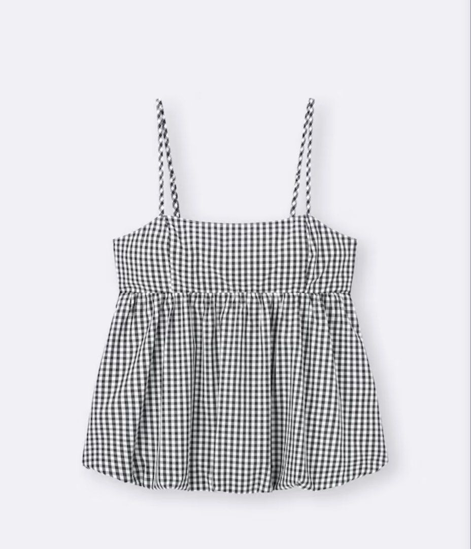 GU Checkered Bubble Camisole Top (Category: Sleeveless) located in Quezon City. Submitted by andreaa20 (Listing ID 1441171214, Image 1). Description: Size M. Bought from GU Japan. Attached sample photo for reference. .