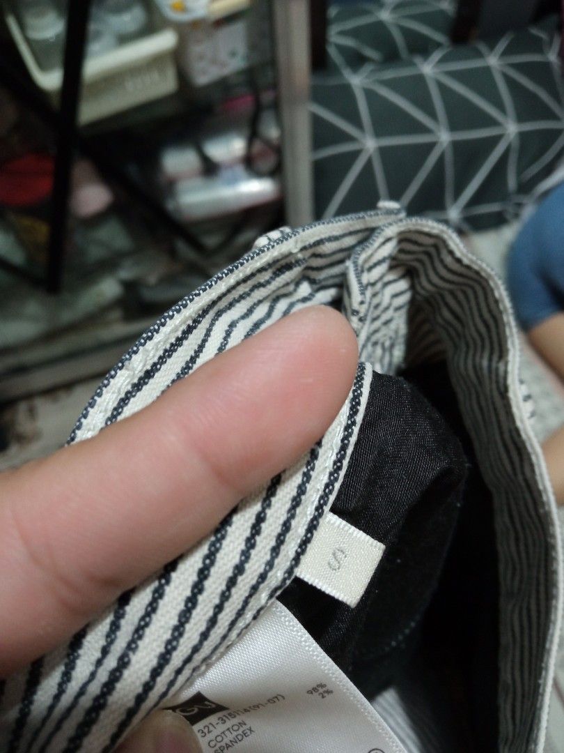 GU Striped Pants Size S (Category: Jeans) located in Manila. Submitted by studiozero51579 (Listing ID 1441324663, Image 3). Description: - GU Striped Pants - Size: S - Material: Cotton & Spandex - Design: Classic Pinstripe Pattern - Fit: Comfortable - Occasion: Casual Wear - Condition: Please check photos for details.