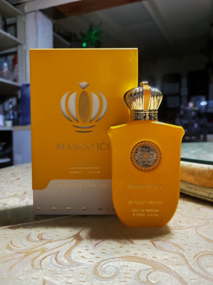Gulf Orchid Mango Ice Eau De Parfum 100ml (FSM) (Category: Fragrance & Deodorants) located in Quezon City. Submitted by happyfalcon_636c0b (Listing ID 1441298458, Image 1). Description: full presentation few sprays missing 📍 Quezon City Payment: Maya or Gcash Meet up: SM North/Trinoma Shipment thru J&T or Lalamove .
