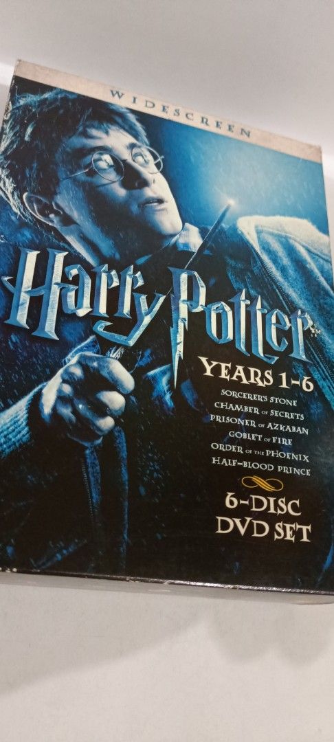 Harry Potter Years 1-6 6-Disc DVD Set Widescreen (Category: CDs & DVDs) located in Manila. Submitted by jeannetteyago (Listing ID 1441326439, Image 1). Description: - Complete Harry Potter DVD set - Covers Years 1 through 6 * Inlays not included - Includes: Sorcerer's Stone, Chamber of Secrets, Prisoner of Azkaban, Goblet of Fire, Order of the Phoenix, and Half-Blood Prince - All discs are widescreen - Great gift for any Harry Potter fan!.