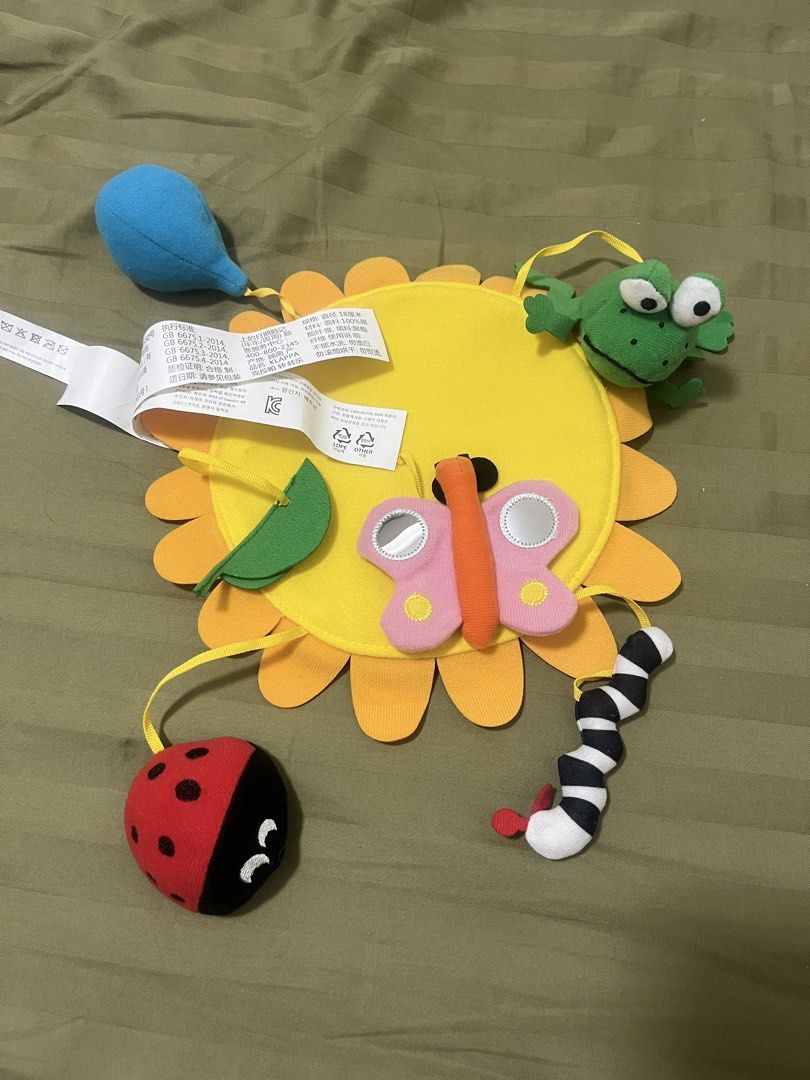IKEA KLAPPA Baby Crib Mobile (Category: Infant Playtime) located in San Juan City. Submitted by mnatividad (Listing ID 1441331907, Image 2). Description: - IKEA KLAPPA baby crib toy - Features: sun, butterfly with mirrors, ladybug, frog, caterpillar, blue raindrop and lead.