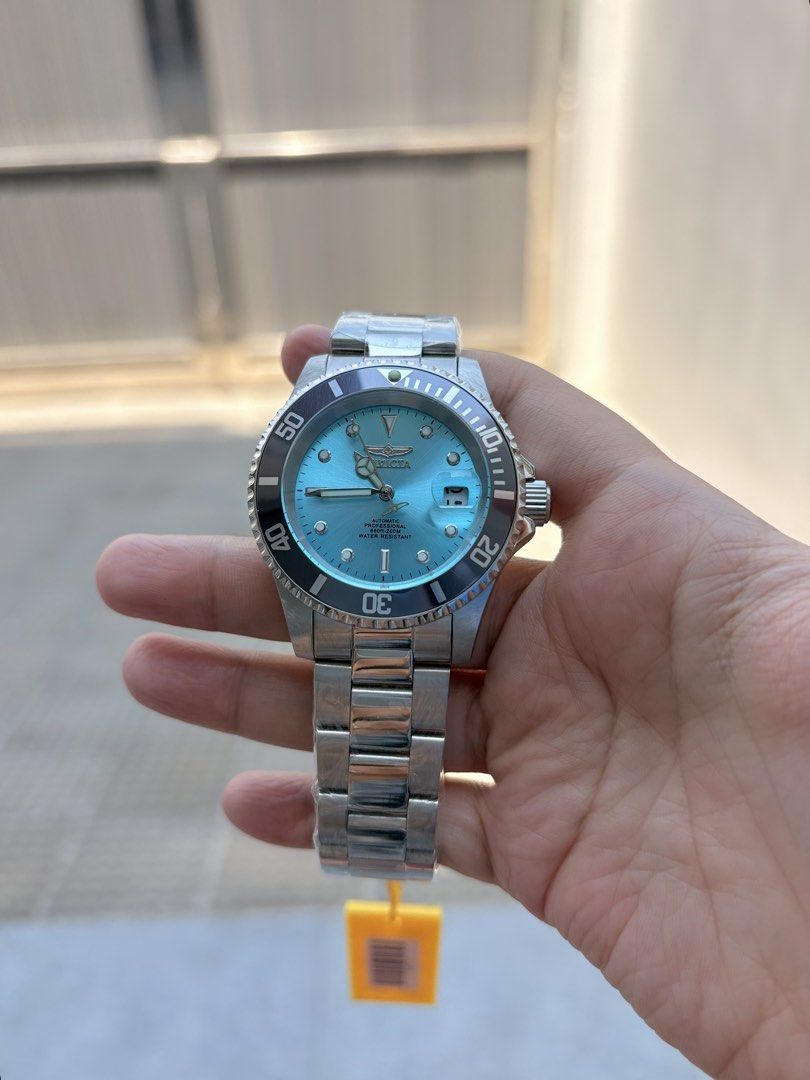 Invicta Pro Diver Automatic Light Blue Dial Men's Watch (Category: Men's Watches) located in Manila. Submitted by eviauthenticwatches (Listing ID 1441243050, Image 2). Description: - Invicta Automatic Pro Diver Watch 40mm - Automatic Movement (Singapore) - Water Resistant: 200m - Dial Color: Light Blue - Band Material: Stainless Steel - Includes Original Box and Tag - Model: 69747.