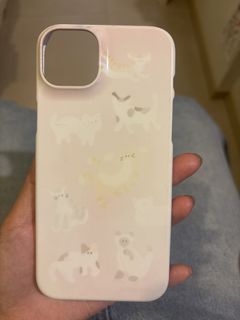 iPhone 15 Plus / 14 Plus Pink Cat Pattern Phone Case478243475287582720