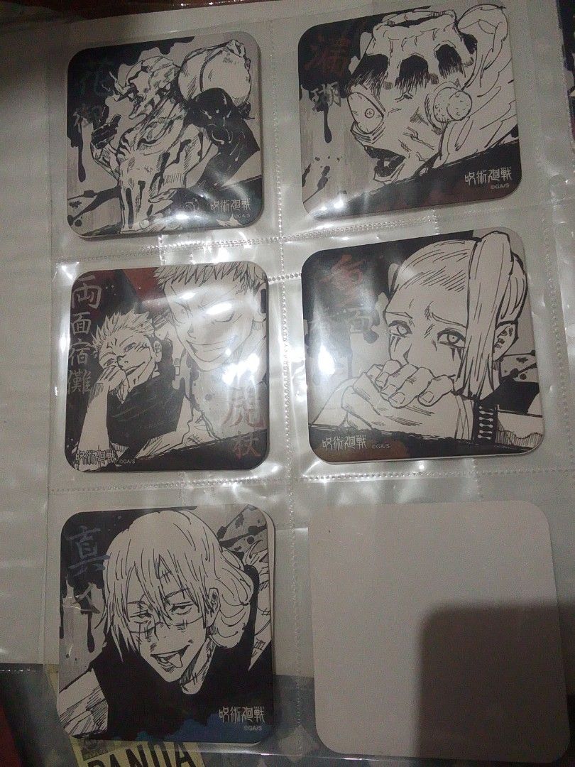 Jujutsu Kaisen Anime Coasters Set (Category: Vintage Collectibles) located in Santa Rosa. Submitted by animemerchcollection (Listing ID 1441299841, Image 2). Description: - Jujutsu Kaisen Coaster Set 21 PCs. - Features popular characters: Yuji Itadori, Megumi Fushiguro, Nobara Kugisaki, Panda, Gojo Satoru, and more! - Protects your tables from spills and heat. - Each coaster has a unique character design. - A must-have collectible for any Jujutsu