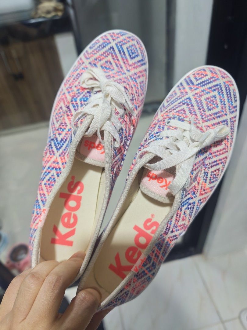 Keds Women's Canvas Sneakers - Geometric Pattern (Category: Sneakers) located in San Mateo. Submitted by rmrrcollection (Listing ID 1441262984, Image 1). Description: - Cute Keds sneakers - Colorful geometric pattern - White laces and soles - Comfortable for everyday wear - Size: US 6.5 / EUR 37 RFS: Too Large Price negotiable. .