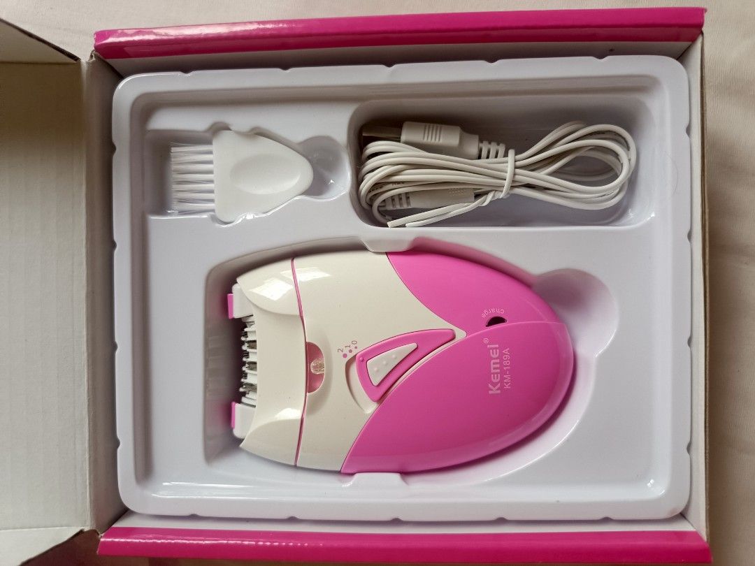 Kemei MS Charging Defeathering Epilator KM-189A (Category: Hair Removal) located in Tarlac. Submitted by thefilipinabratz (Listing ID 1441194320, Image 2). Description: - Kemei Epilator Model KM-189A - Color: Pink and White - Rechargeable for cordless convenience - Includes charging cable and cleaning brush - Achieve smooth, hair-free skin easily 💰 Price: ₱350 (Negotiable) 📦 Shipping fee will be shouldered by the buyer. Additional shipping fee 