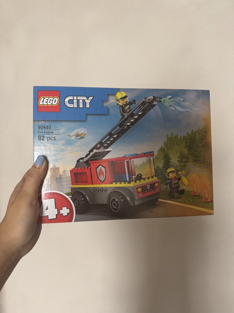 LEGO City 60463 Fire Engine 82 pcs (Category: Toys & Games) located in Singapore. Submitted by poisondoll (Listing ID 1441205180, Image 1). Description: - LEGO City Fire Engine set - Model: 60463 - 82 pieces - Includes 2 minifigures, helmets, and accessories (flames, water spray) - Recommended for ages 4 and up - Fun for learning to build.