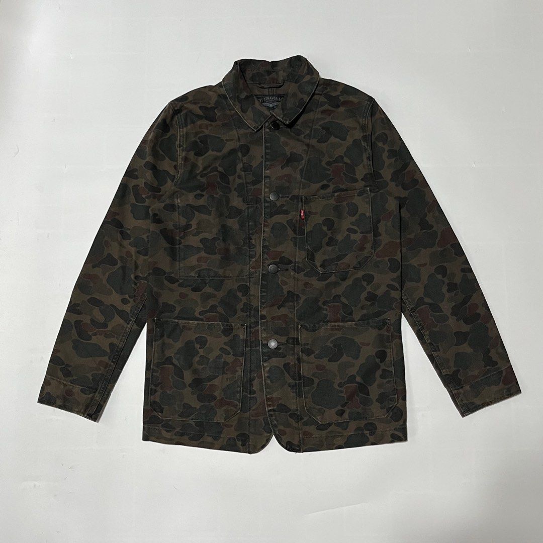 Levis Military Camou Engineer Coat Jacket (Category: Coats, Jackets and Outerwear) located in Bacoor. Submitted by ItsShoeGood (Listing ID 1441265121, Image 2). Description: Size small on tag 21 width 28 length Excellent condition no issue.